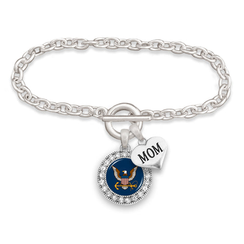 Navy Eagle Crystal Mom Bracelet