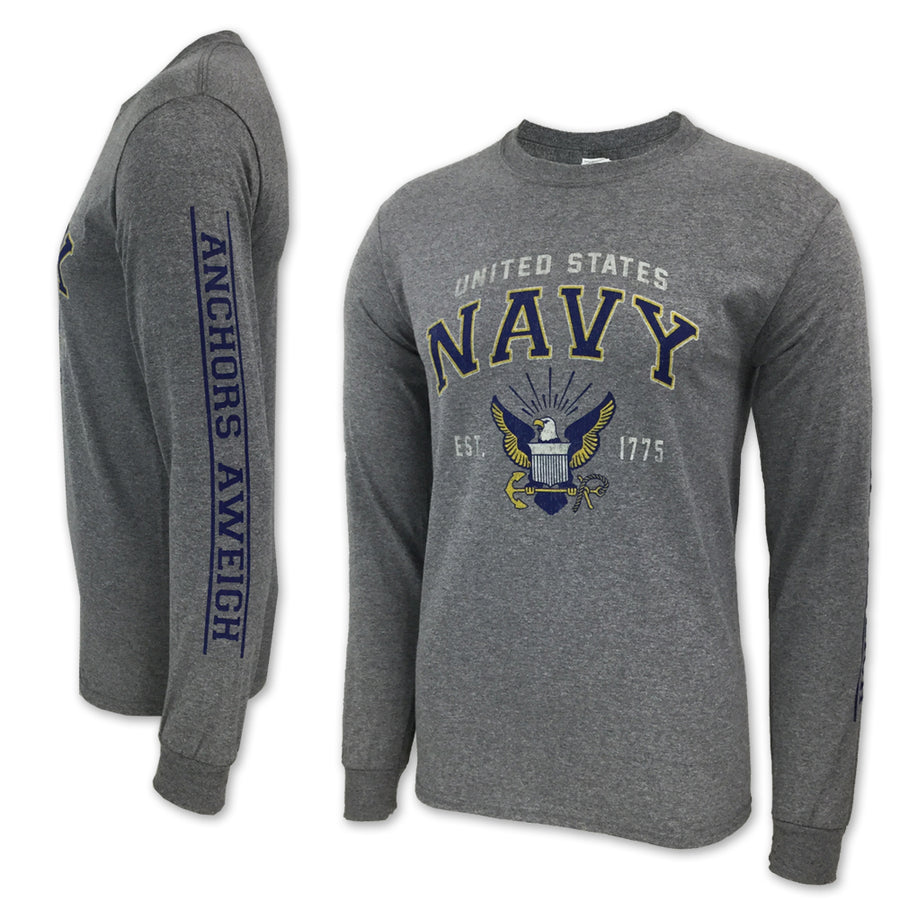 Navy Eagle Est. 1775 Long Sleeve T-Shirt (Grey)