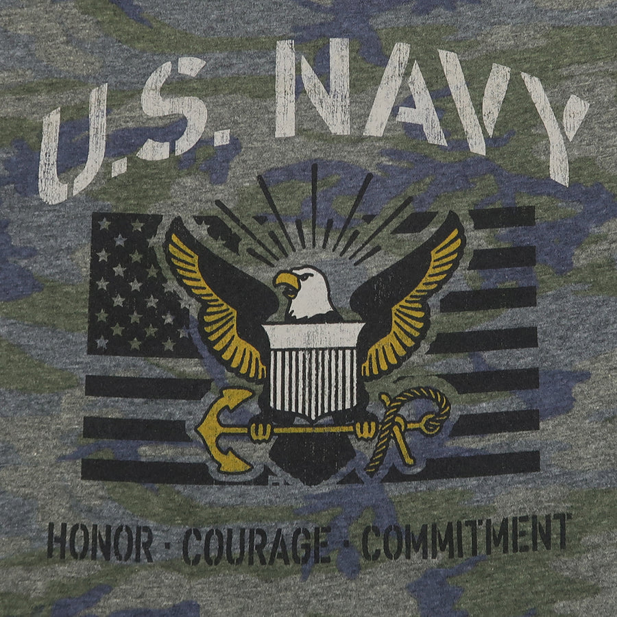 Navy Ladies Vintage Stencil T-Shirt (Camo)