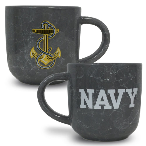 Navy Marbled 17 oz Mug (Grey)
