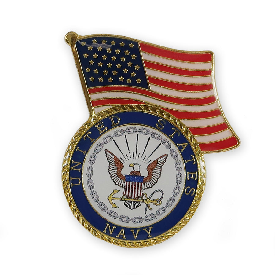 Navy Waving Flag Seal Lapel Pin