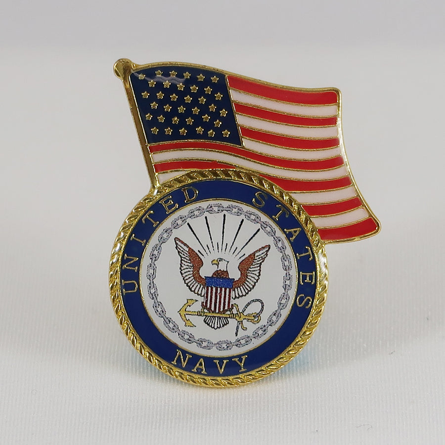 Navy Waving Flag Seal Lapel Pin