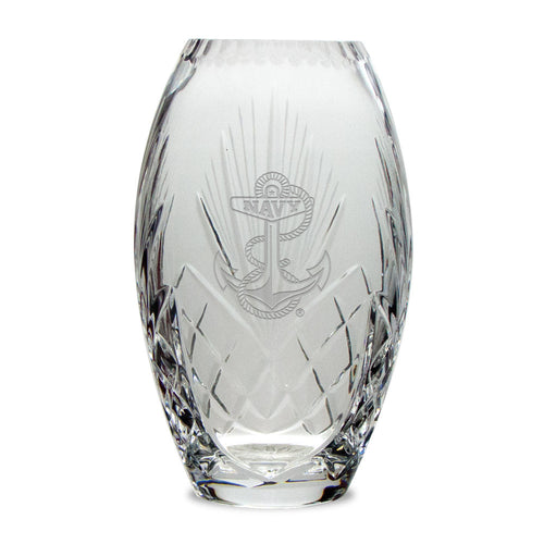 Navy Anchor Full Leaded Crystal Vase
